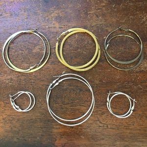 Medium and big silver and gold hoops